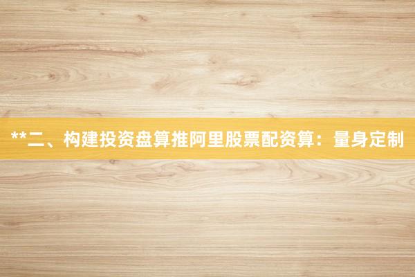 **二、构建投资盘算推阿里股票配资算：量身定制